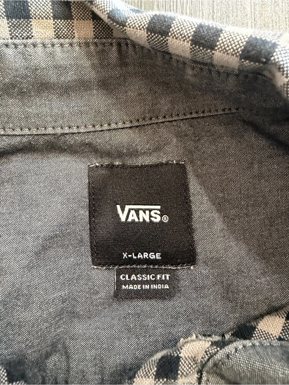 Vans Plaid Button Up Shirt Black White Gray Short Sleeve Size XL